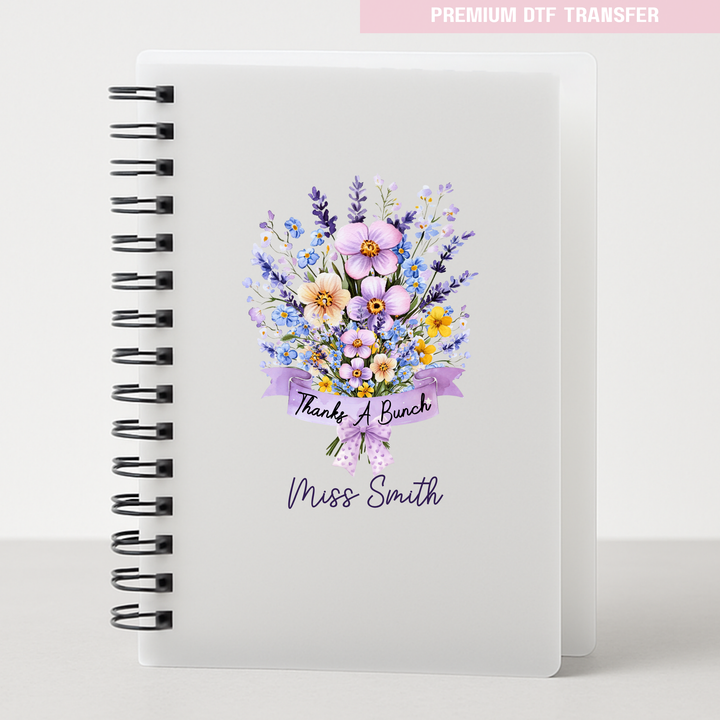 Personalised Thanks a bunch - purple bouquet flowers - teacher UV DTF