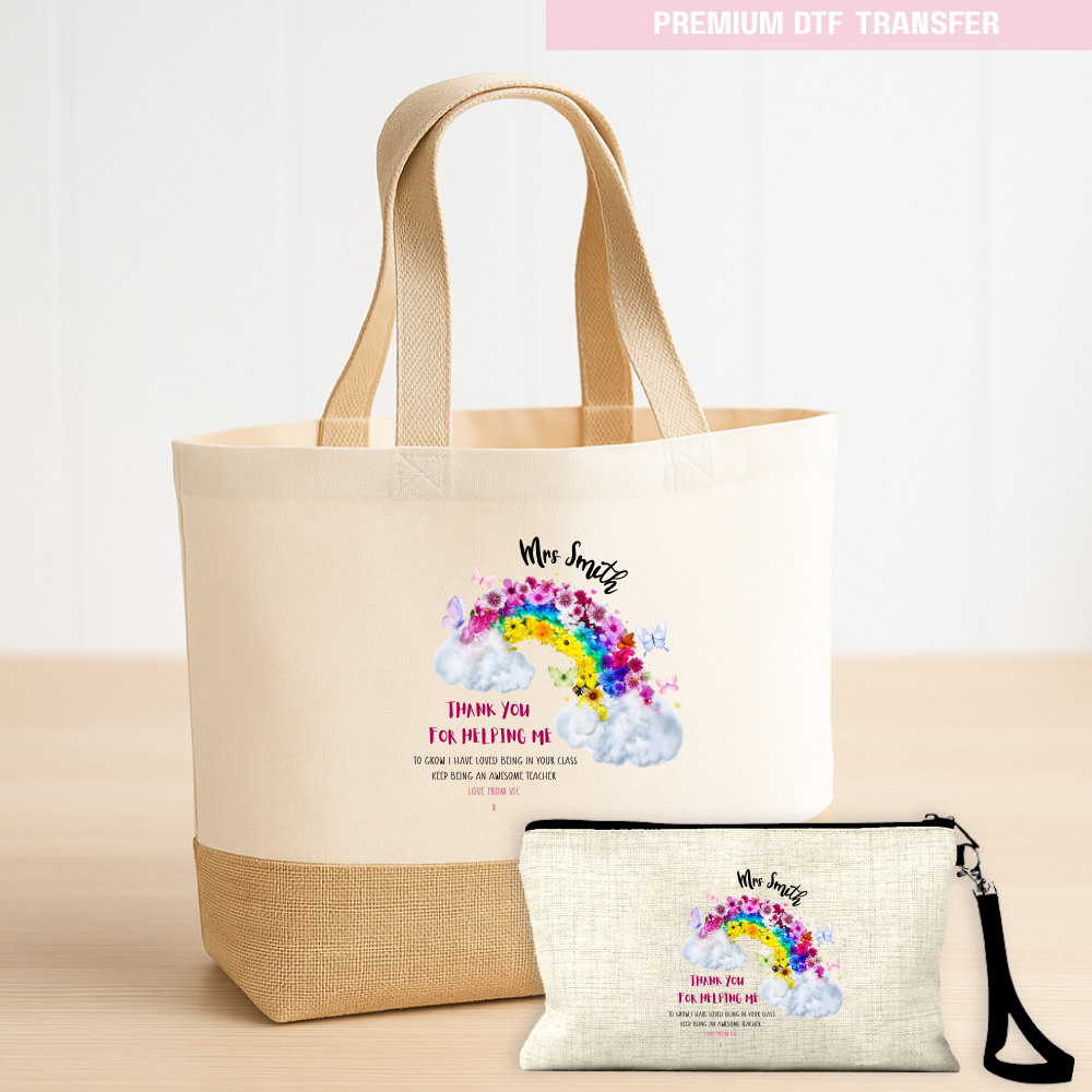 Personalised Thank you for helping me grow, love being in your class - teacher DTF transfer ready to press