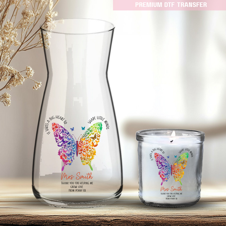 Personalised It takes a big heart to shape little minds - rainbow butterfly - teacher UV DTF