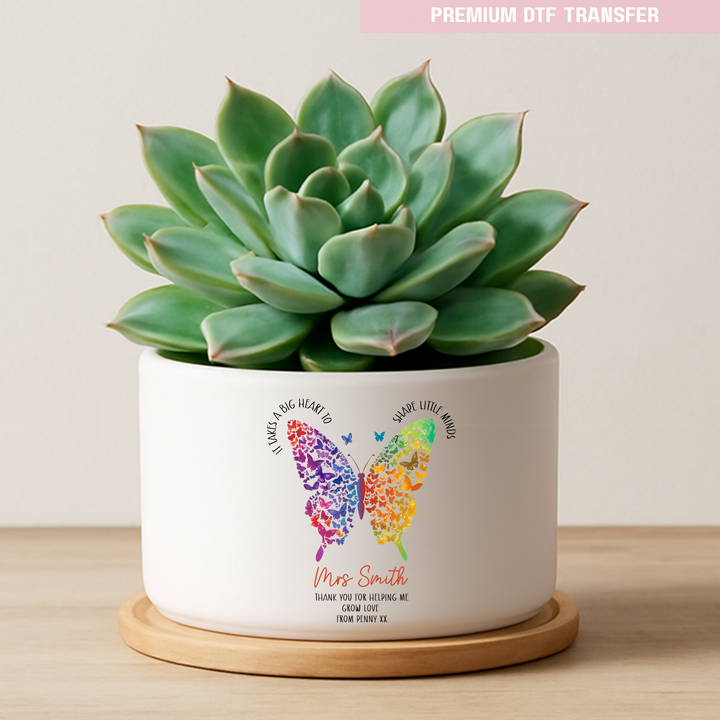 Personalised It takes a big heart to shape little minds - rainbow butterfly - teacher UV DTF