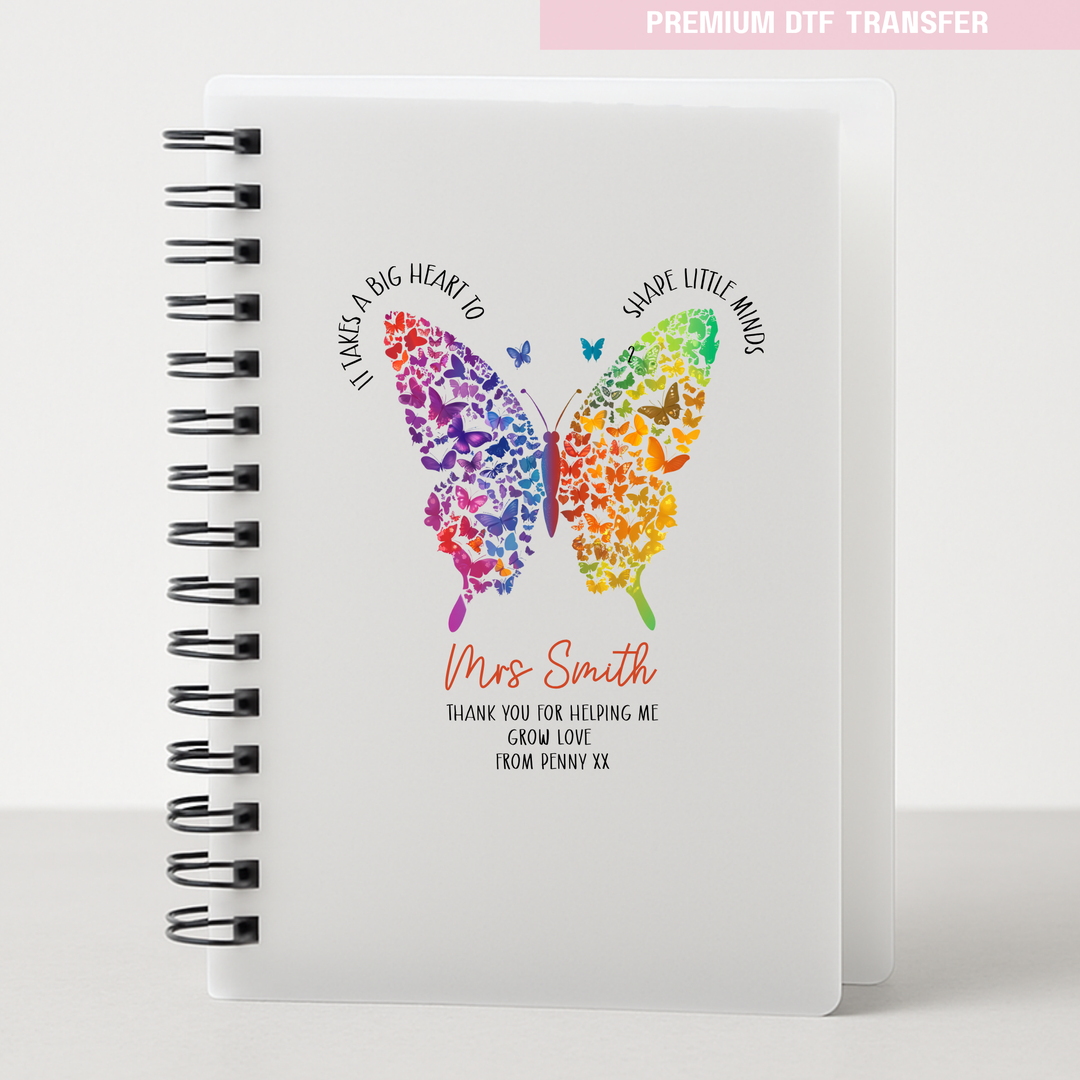 Personalised It takes a big heart to shape little minds - rainbow butterfly - teacher UV DTF