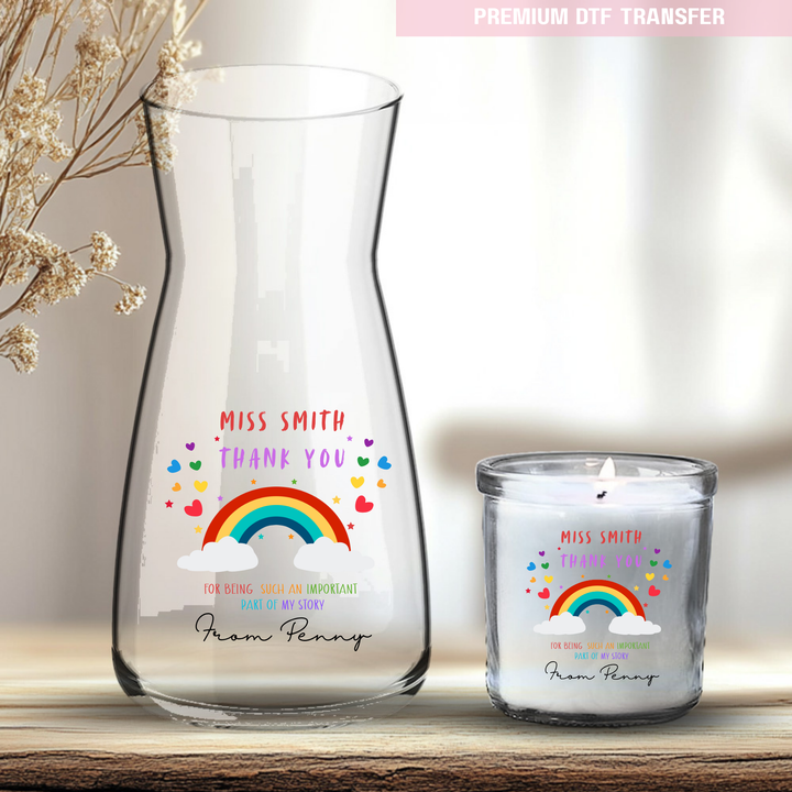 Personalised Thank you for being such an important part of my story - rainbow love - teacher UV DTF