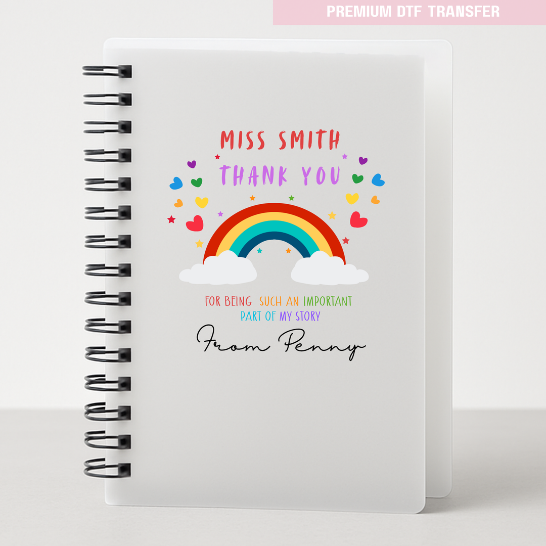 Personalised Thank you for being such an important part of my story - rainbow love - teacher UV DTF