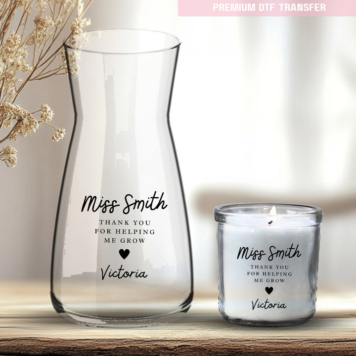 Personalised Thank you for helping me grow - plain black - teacher UV DTF