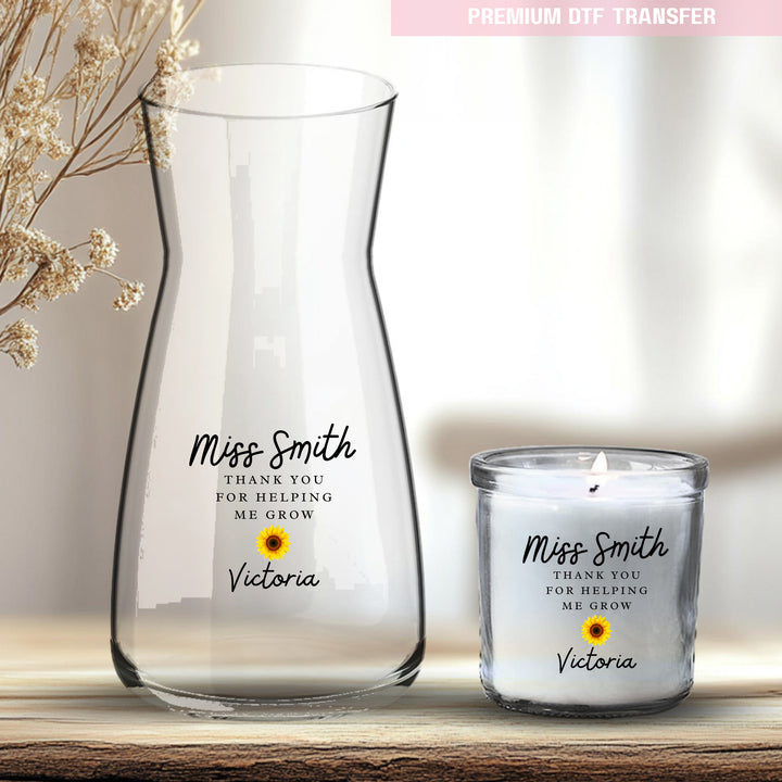 Personalised Thank you for helping me grow - sunflower - teacher UV DTF