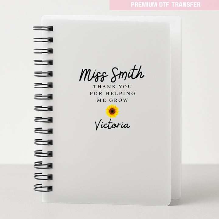 Personalised Thank you for helping me grow - sunflower - teacher UV DTF