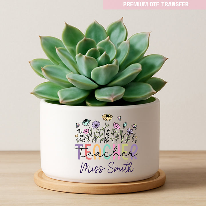 Personalised teacher  - pastel flower - UV DTF