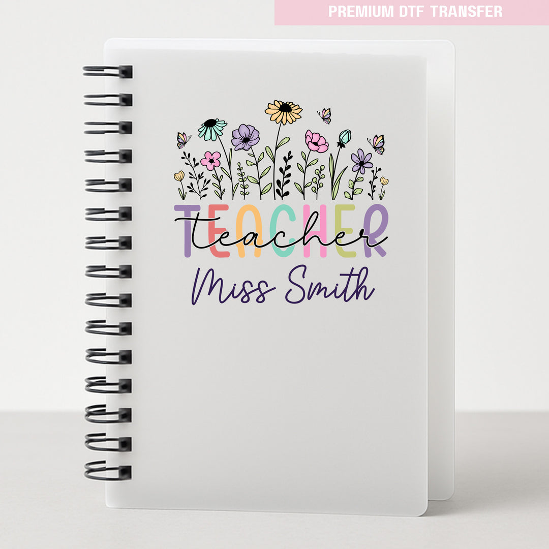 Personalised teacher  - pastel flower - UV DTF