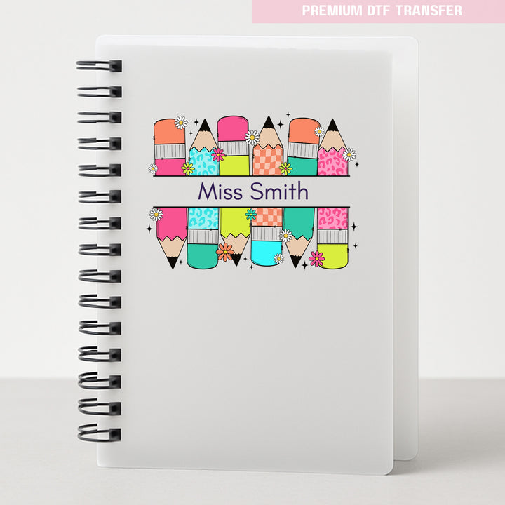 Personalised colorful pencil - teacher UV DTF