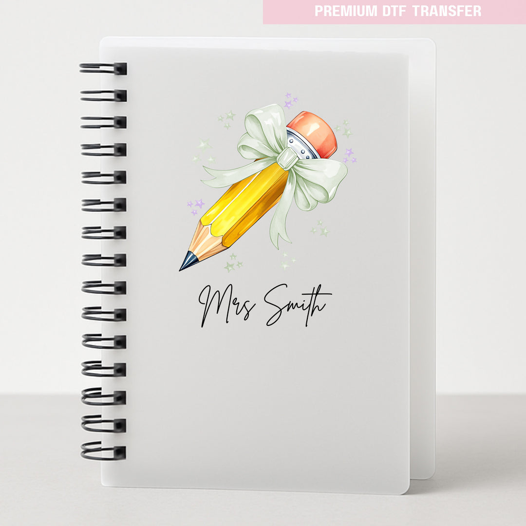 Personalised mint green pencil - teacher UV DTF
