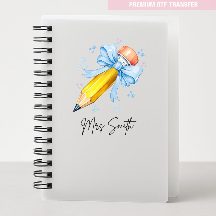 Personalised blue pencil - teacher UV DTF