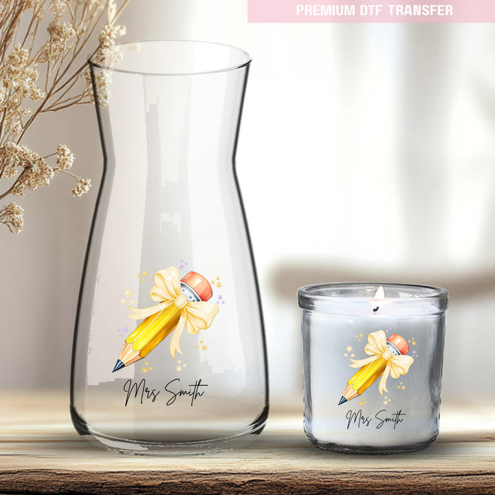Personalised yellow pencil - teacher UV DTF