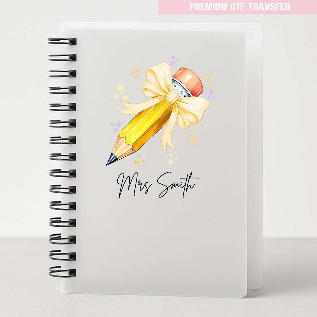 Personalised yellow pencil - teacher UV DTF