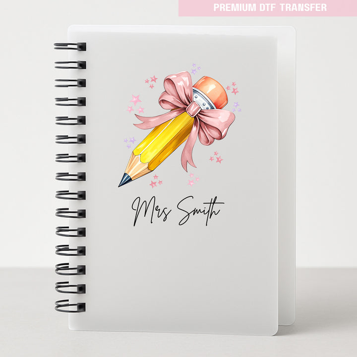 Personalised dusty rose pencil - teacher UV DTF