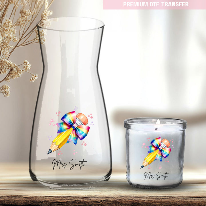 Personalised rainbow pencil - teacher UV DTF
