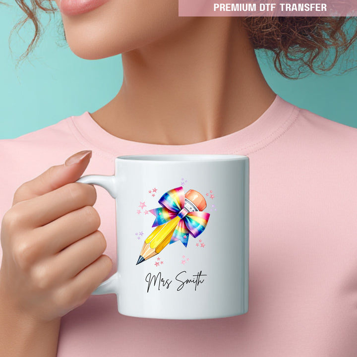 Personalised rainbow pencil - teacher UV DTF