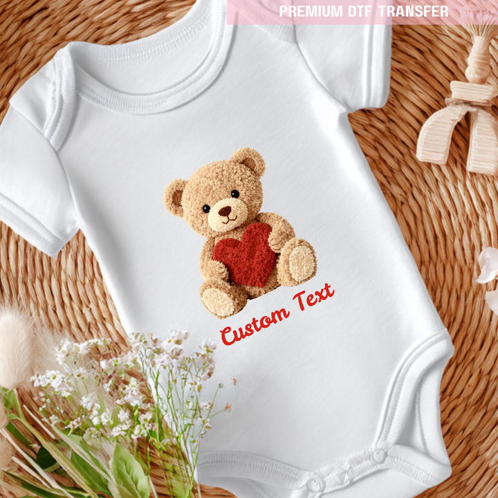 DTF Transfer - Bear heart - red - Valentine - DTF ready to press