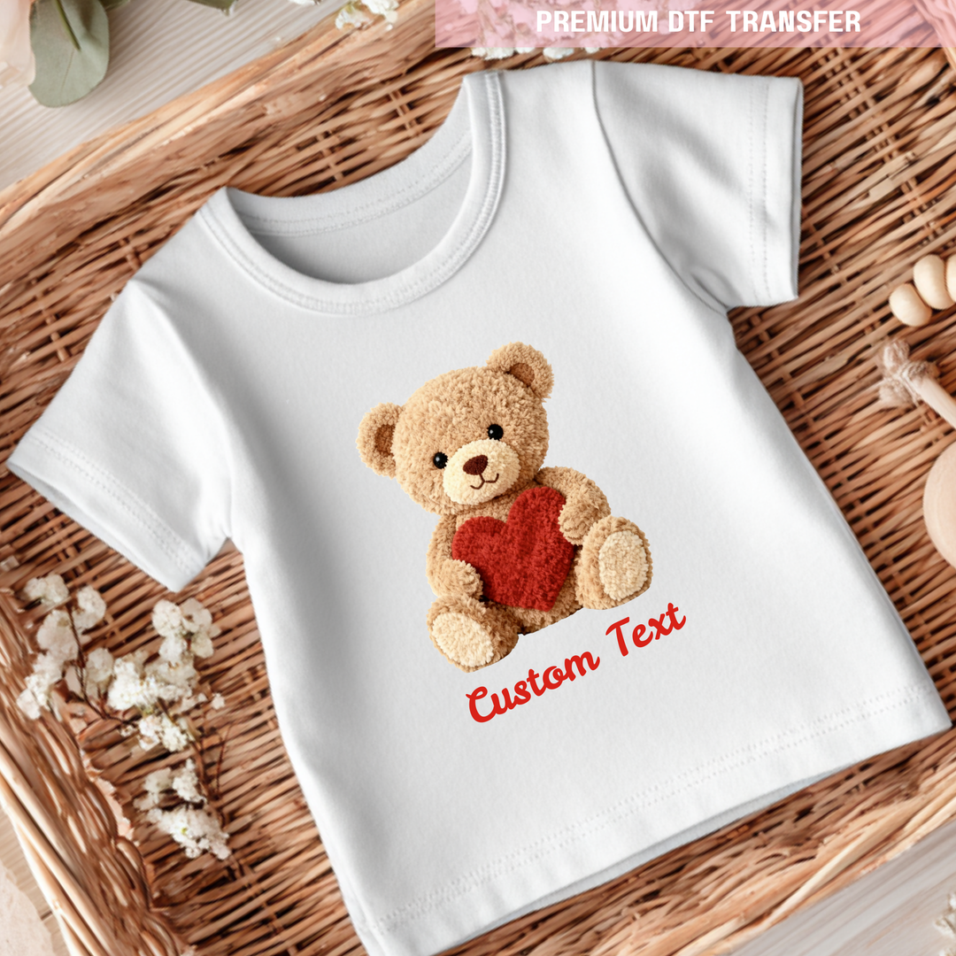 DTF Transfer - Bear heart - red - Valentine - DTF ready to press
