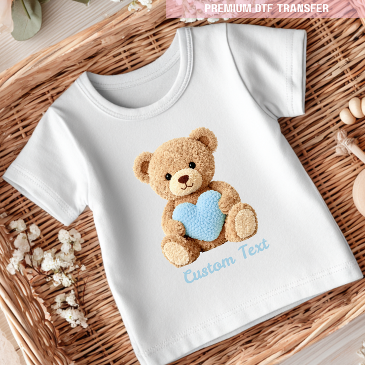 DTF Transfer - Bear heart - blue - Valentine - DTF ready to press