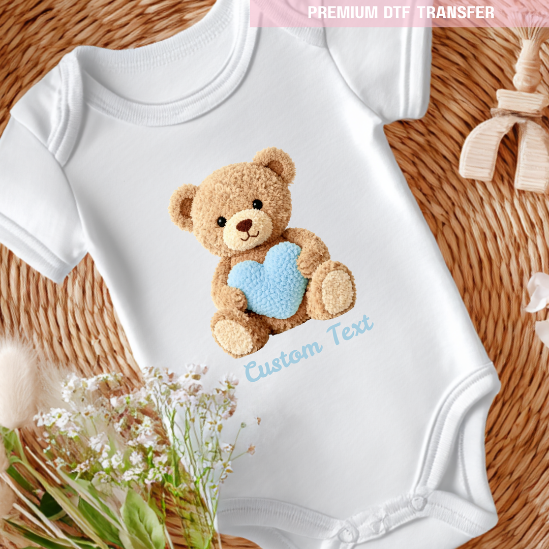 DTF Transfer - Bear heart - blue - Valentine - DTF ready to press