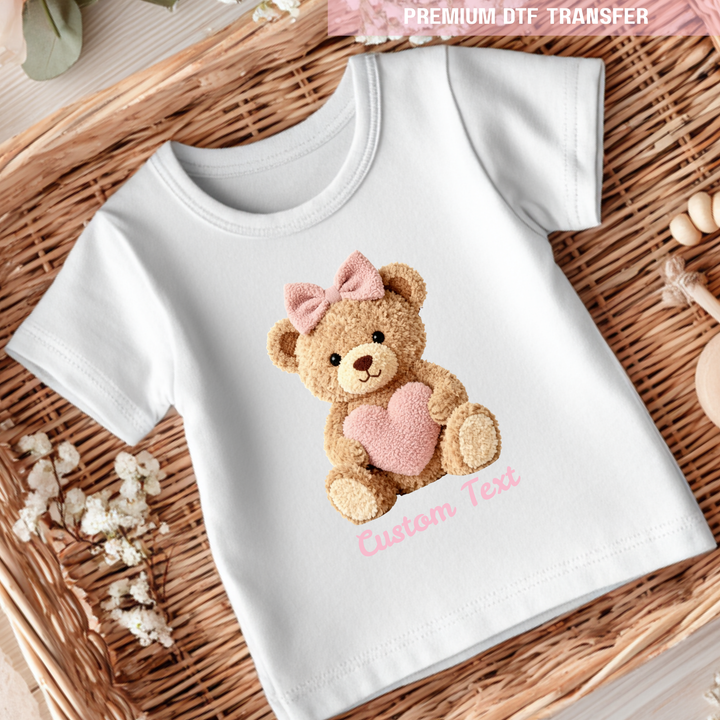 DTF Transfer - Bear heart - light pink - Valentine - DTF ready to press
