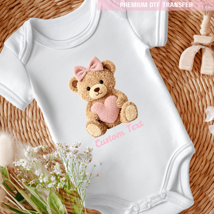 DTF Transfer - Bear heart - light pink - Valentine - DTF ready to press