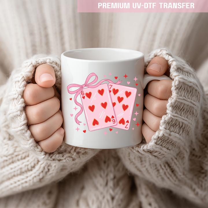 UV DTF decal - Love card - red pink - Valentine