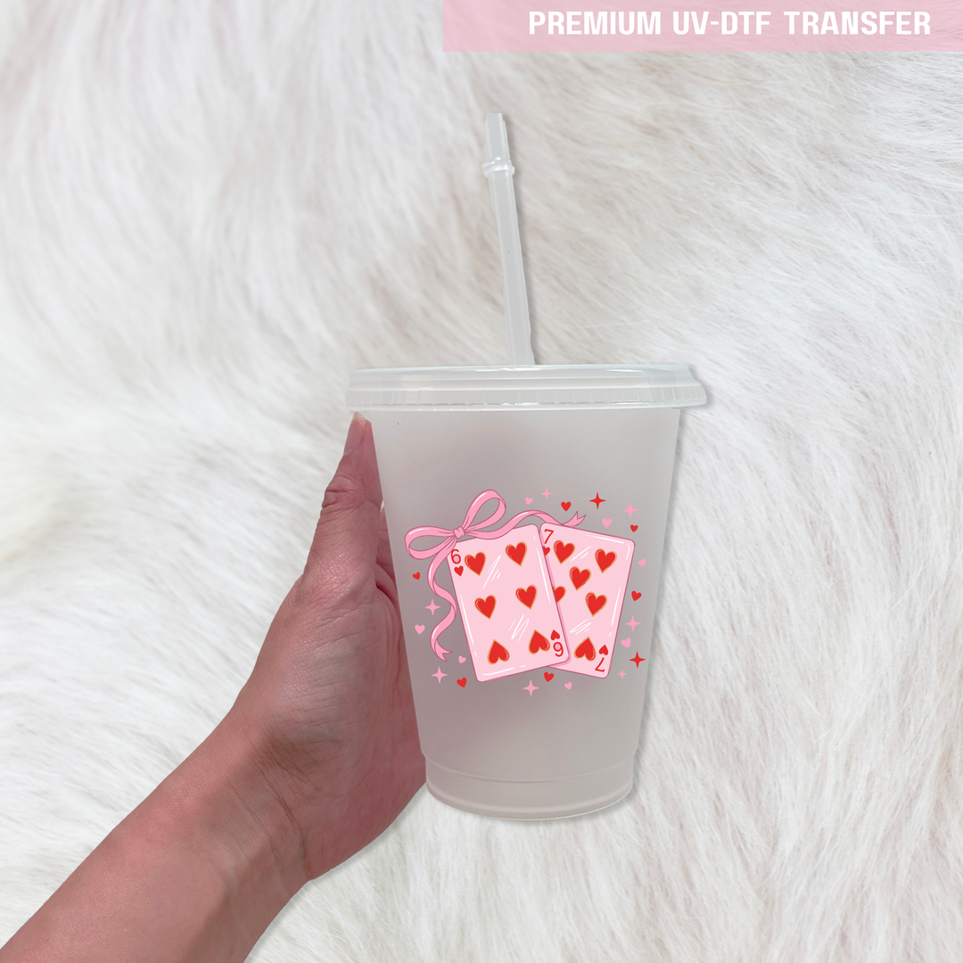 UV DTF decal - Love card - red pink - Valentine