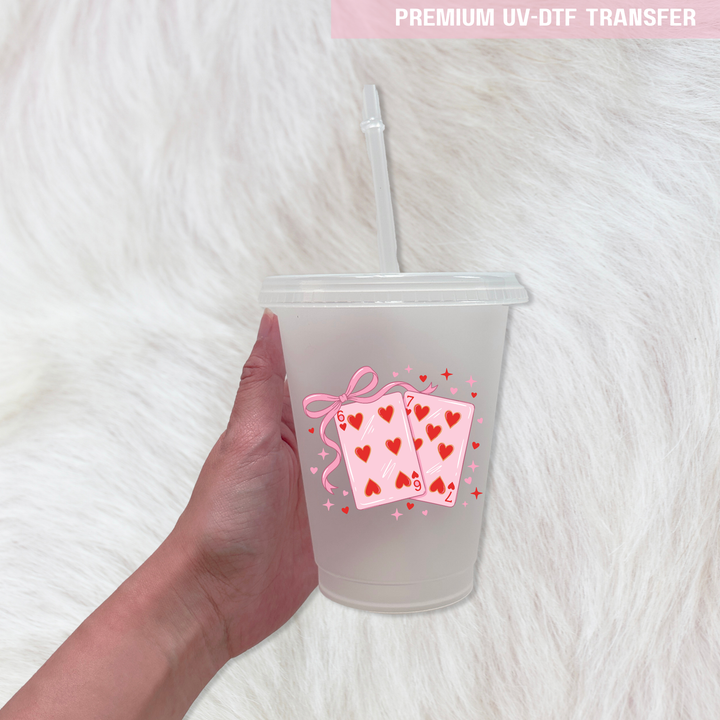 UV DTF decal - Love card - red pink - Valentine