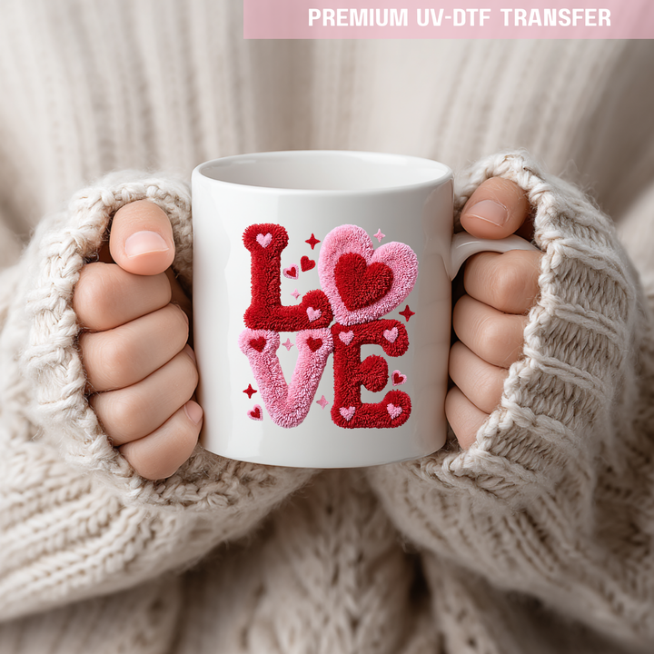 UV DTF decal - Cute love letter - red pink - Valentine