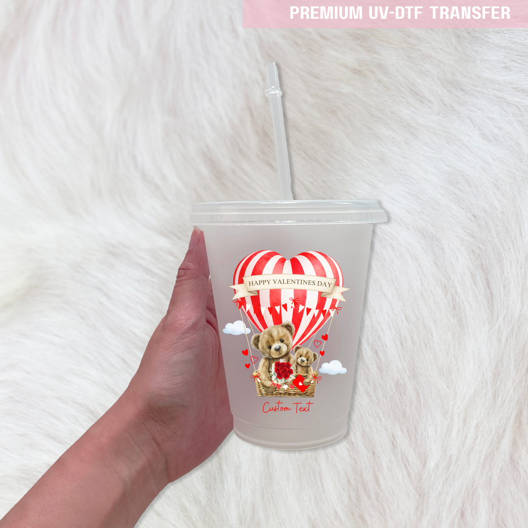 UV DTF decal - Hot air balloon two bear - red love - Valentine