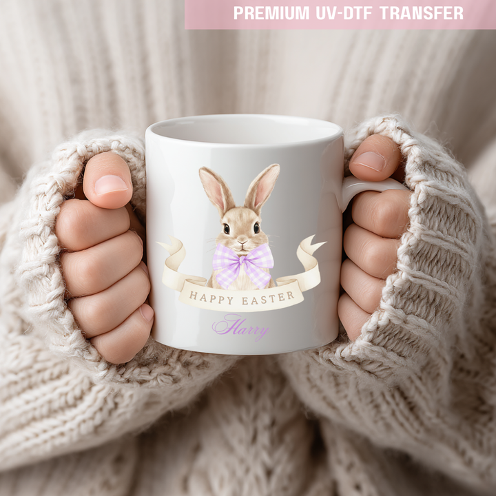 UV DTF decal - bunny - lilac - Easter - DTF ready to press