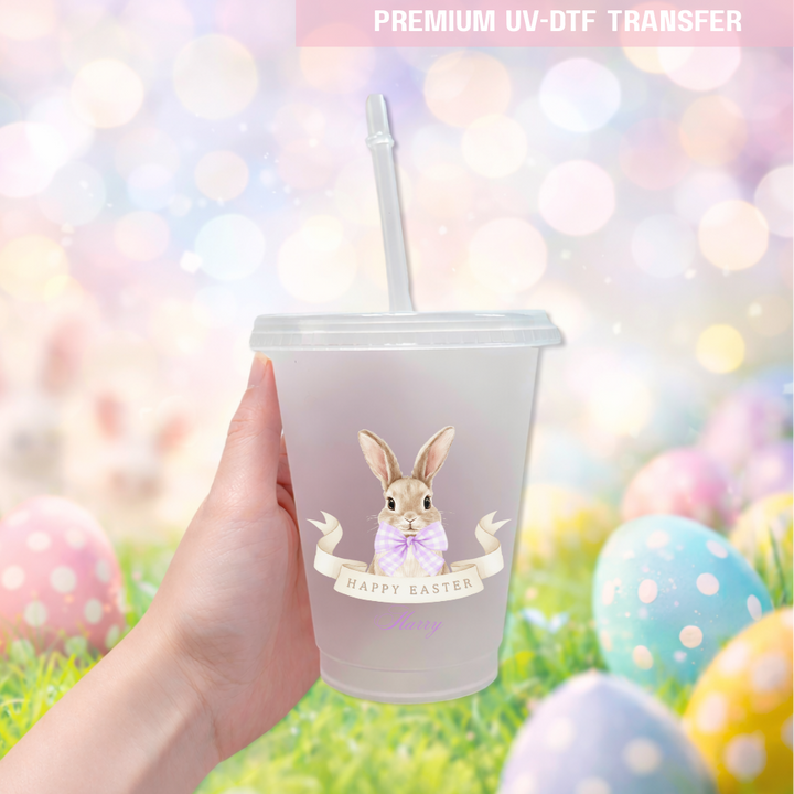 UV DTF decal - bunny - lilac - Easter - DTF ready to press