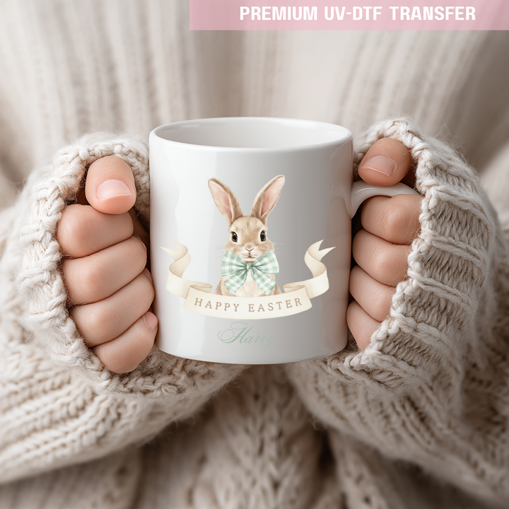 UV DTF decal - bunny - green - Easter - DTF ready to press