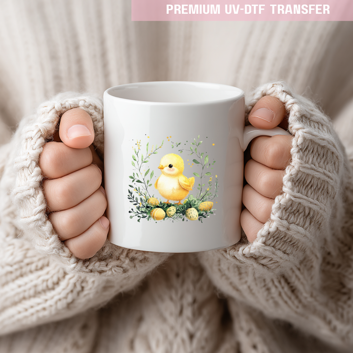 UV DTF decal - little chick spring - yellow - Easter - DTF ready to press