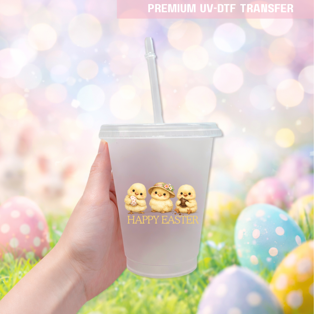 UV DTF decal - little chick triplet - Easter - DTF ready to press