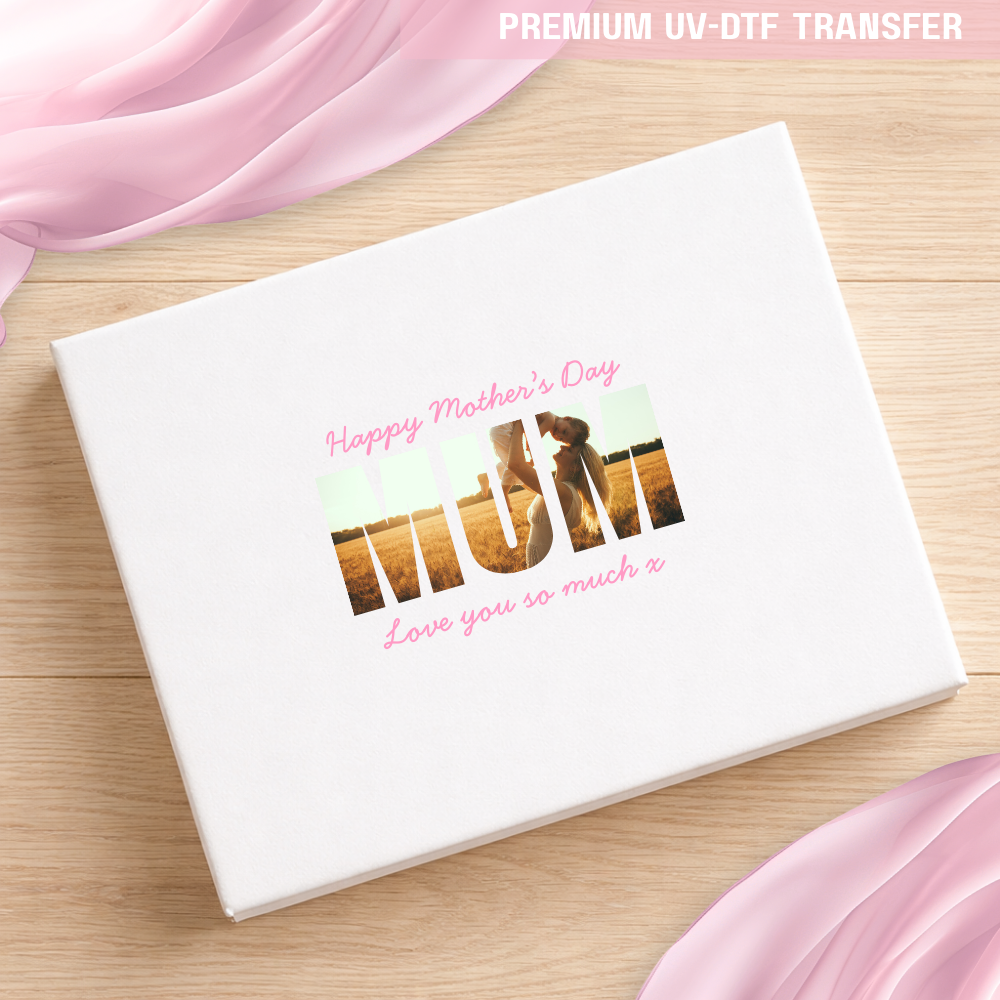 UV DTF decal - happy mothers day - pink flower - Mothers day - Crafty Mood