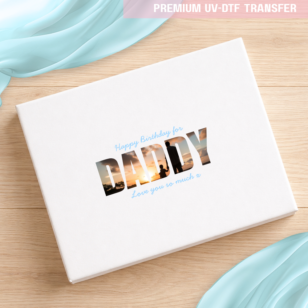 UV DTF decal - happy birthday for daddy - blue sky - Crafty Mood