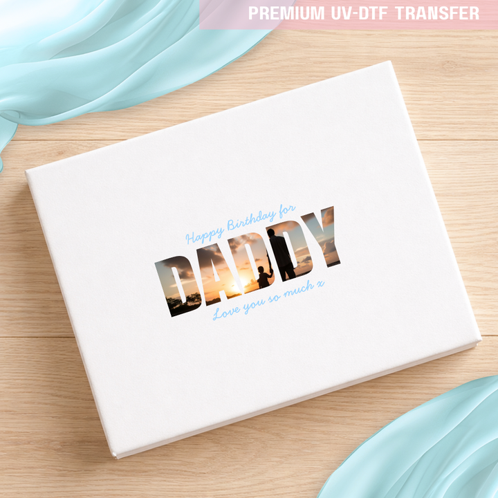 UV DTF decal - happy birthday for daddy - blue sky - Crafty Mood