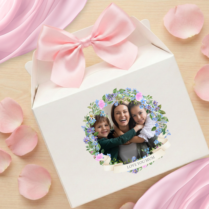 UV DTF decal - happy mothers day - blue floral wreath - Mothers day - Crafty Mood