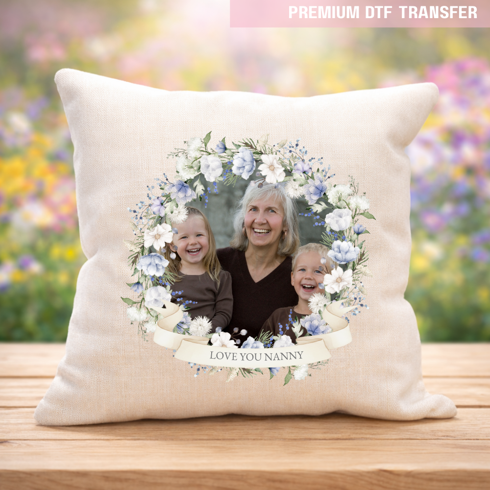 DTF Transfer - love you nanny - blue white bloom - Mothers day - DTF ready to press - Crafty Mood