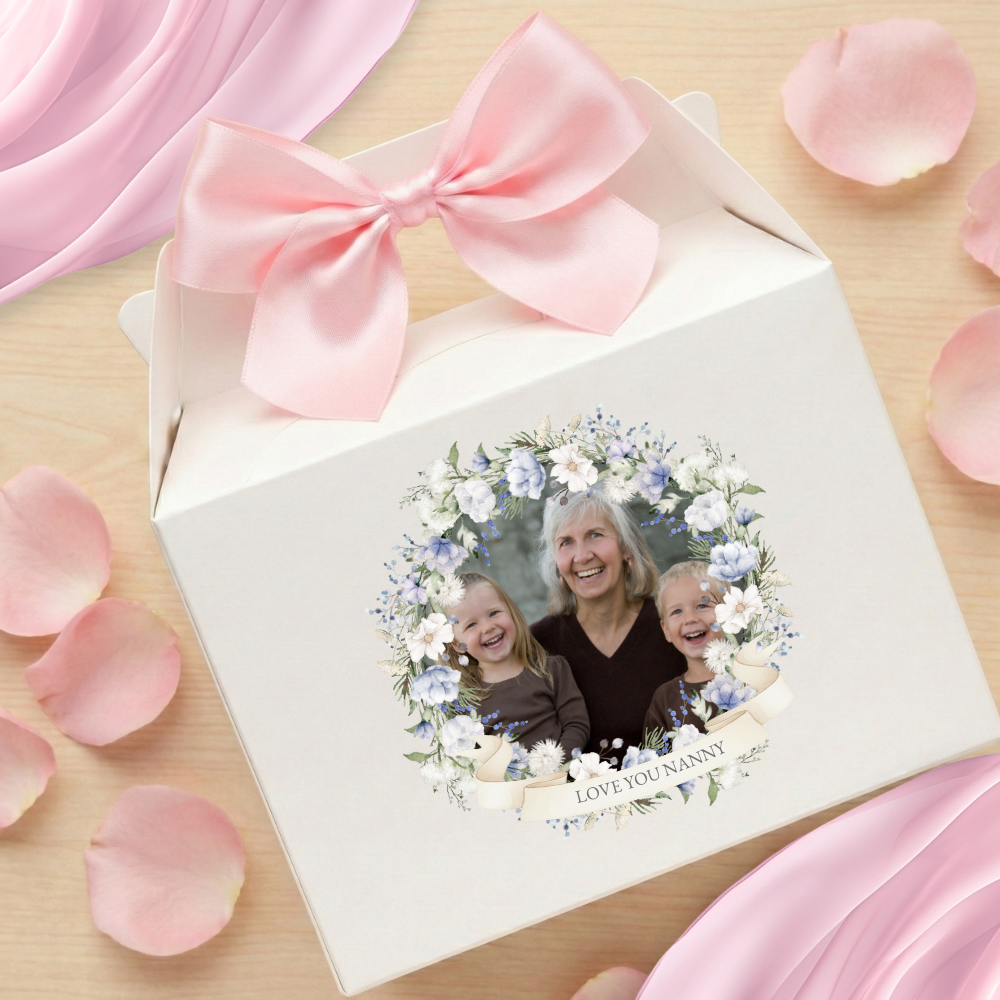 UV DTF decal - happy mothers day - white floral wreath - Mothers day - Crafty Mood