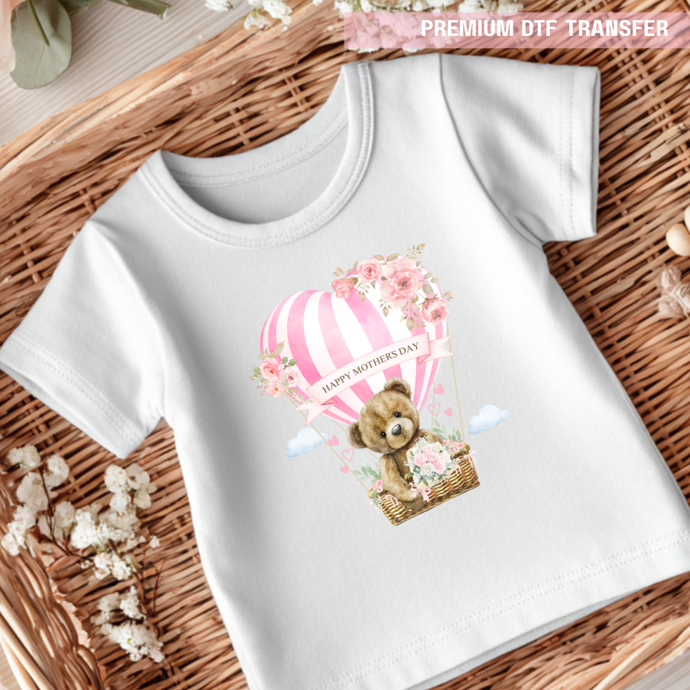DTF Transfer - flying teddy - pink series - Mothers day - DTF ready to press - Crafty Mood