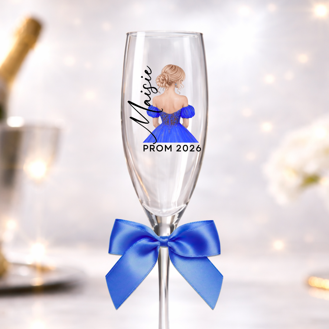 UV DTF decal - Prom dress bun - royal blue