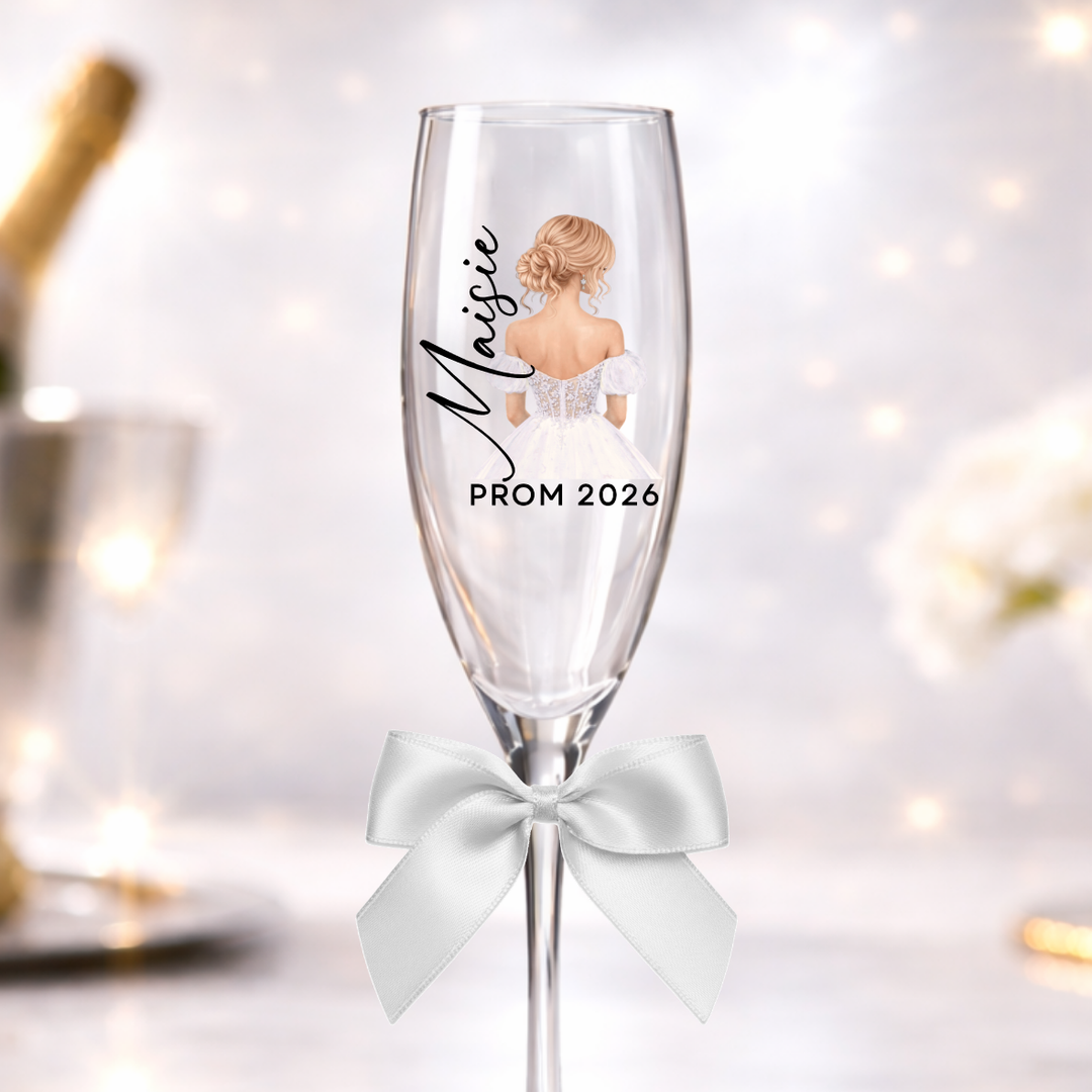 UV DTF decal - Prom dress bun - white
