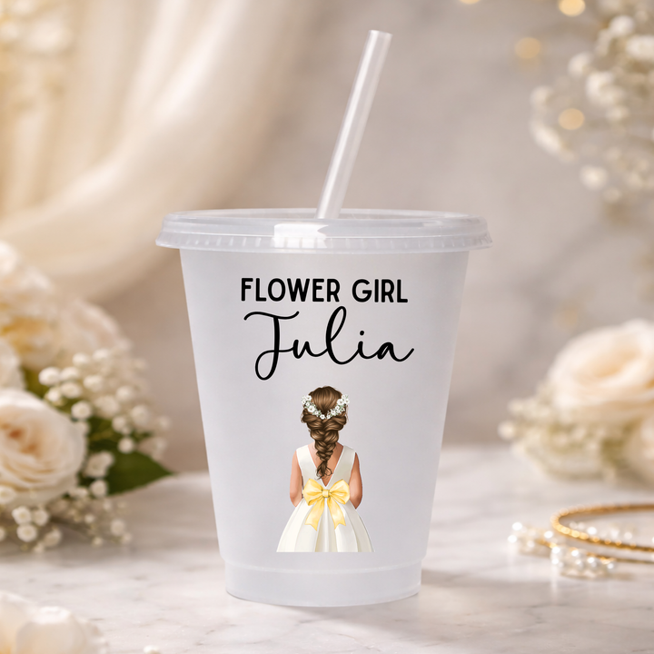 UV DTF decal - Flower girl - yellow bow dress - loose braid hair
