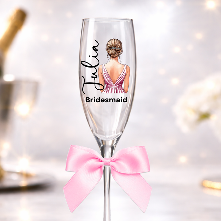 UV DTF decal - Bridesmaid - dusky pink - bun hair