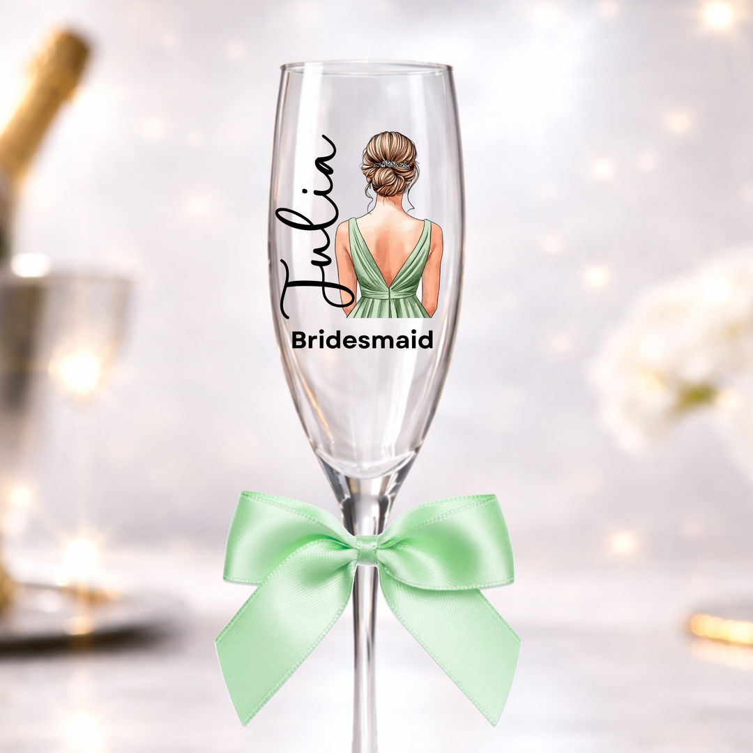 UV DTF decal - Bridesmaid - sage - bun hair