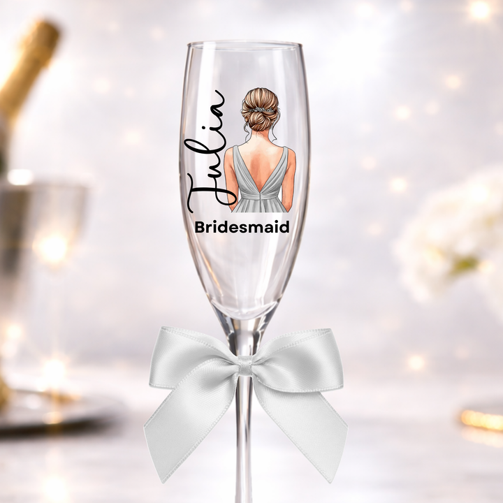 UV DTF decal - Bridesmaid - silver - bun hair
