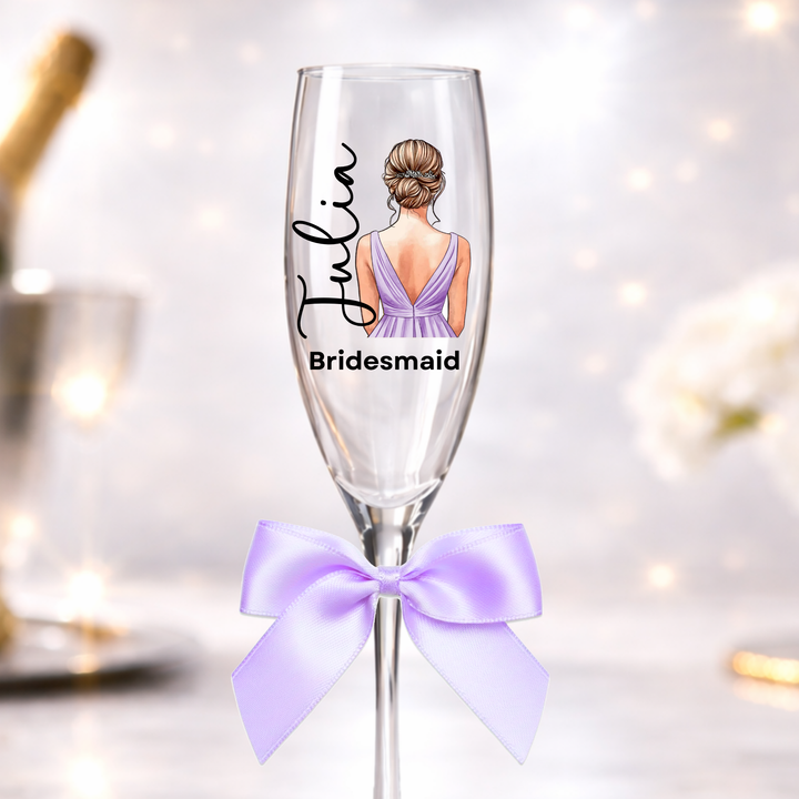 UV DTF decal - Bridesmaid - lilac - bun hair